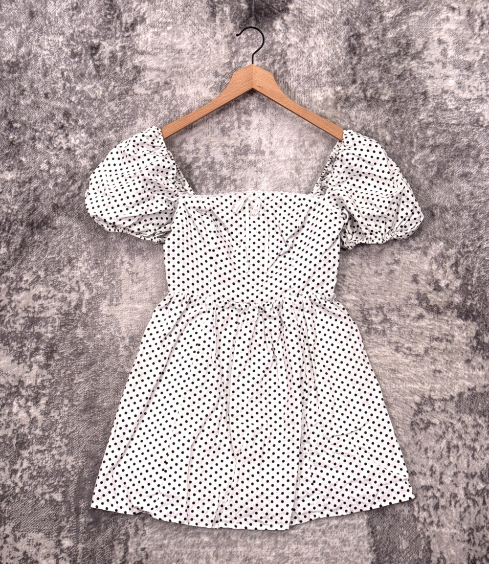 Reformation Malvina Dress 4 Womens White Polka Dot 100% Linen Mini